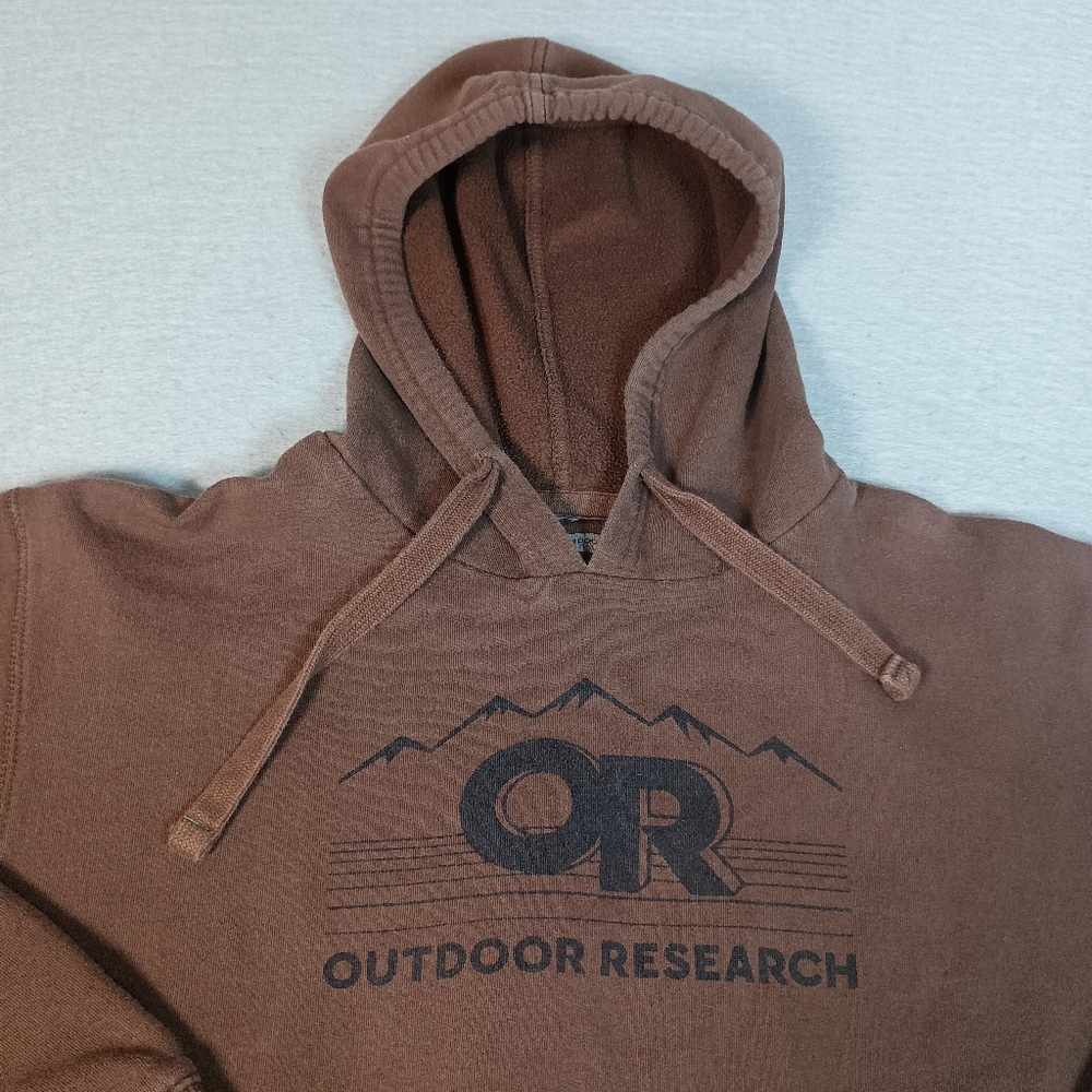 Outdoor Research Men's M Pullover Sweatshirt Brown Logo Hiking Camping Hoodie - Picture 3 of 4